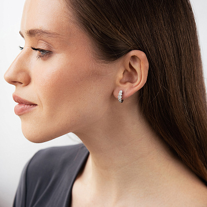 Сережки "Квіточки" в білому золоті (діаманти) сб0710ca №4