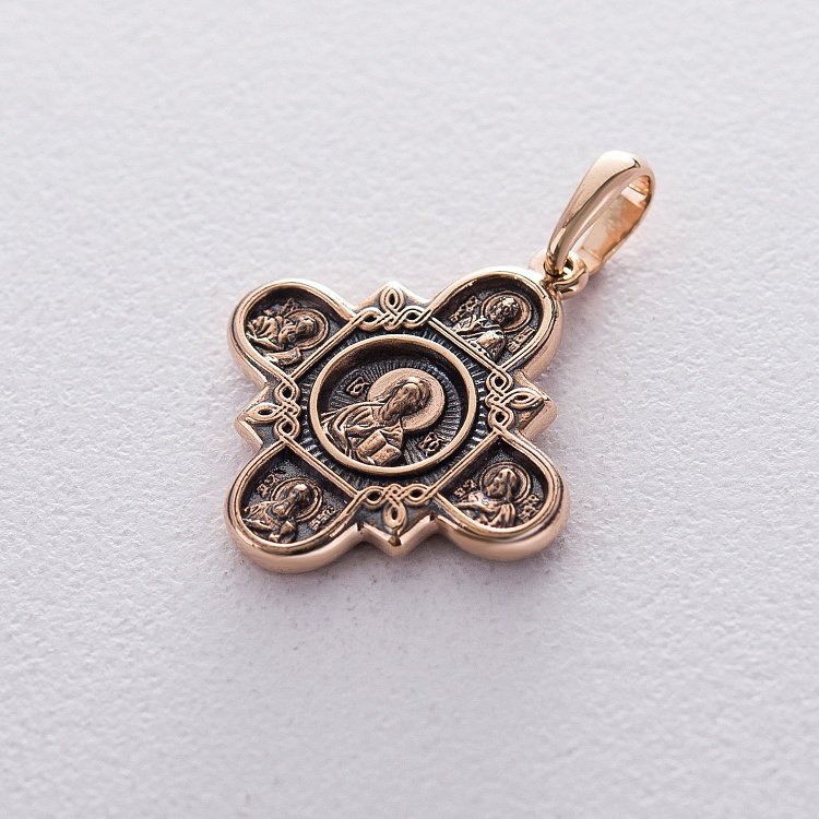 Золотий хрест з чорнінням п02671 від ювелірного магазину Онікс