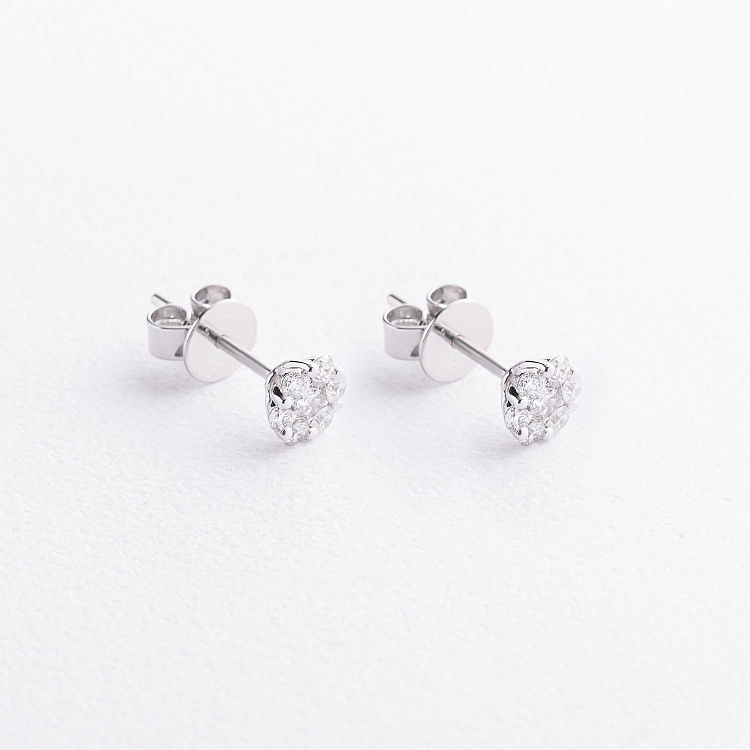 Сережки - пусети в білому золоті (діаманти) сб0725ca від ювелірного магазину Онікс - 1