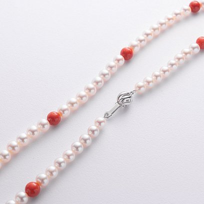 Бусы из жемчуга и коралла (золотая застежка) бус015ж №3