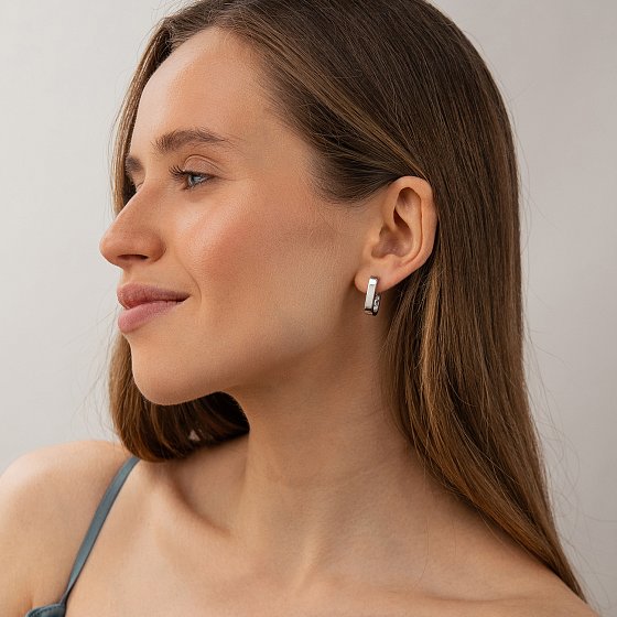 Сережки "Jane" у білому золоті с09758 №4