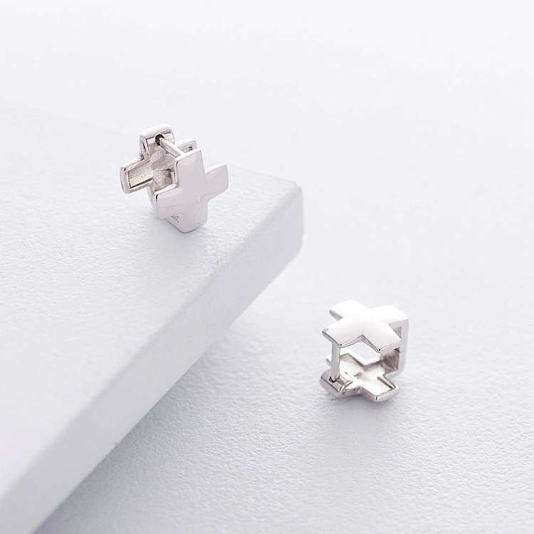 Срібні сережки "Хрестики" 122355 від ювелірного магазину Онікс - 6