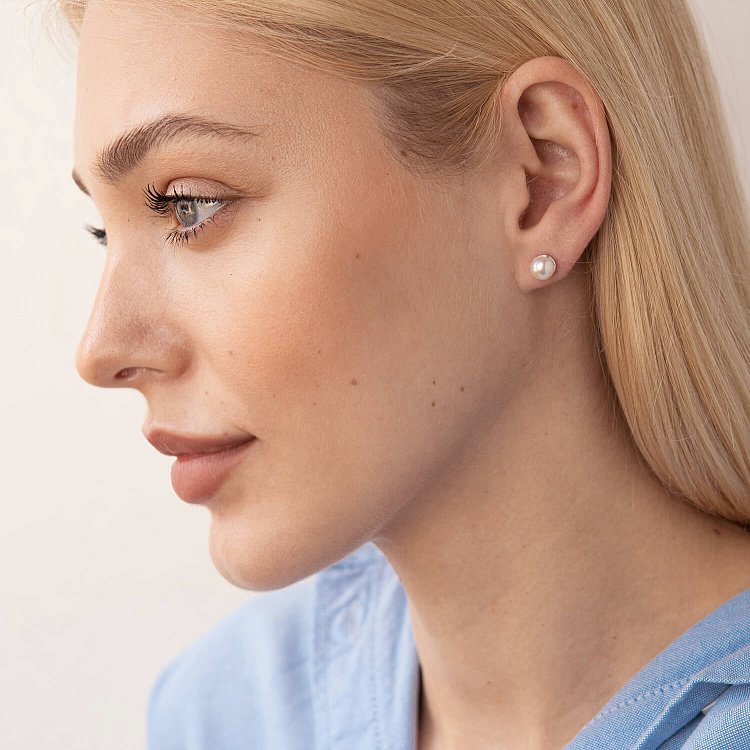Сережки-пусети (культ. прісн. перли) 7 мм 121029 від ювелірного магазину Онікс - 10