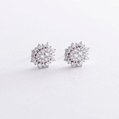 Золоті сережки-пусети з діамантами сб0342di