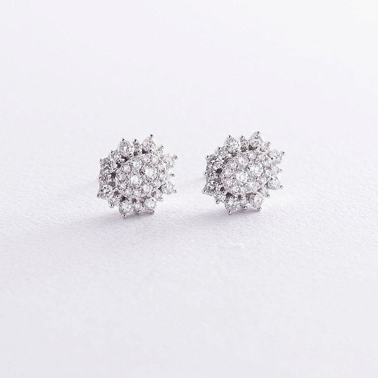 Золоті сережки-пусети з діамантами сб0342di від ювелірного магазину Онікс