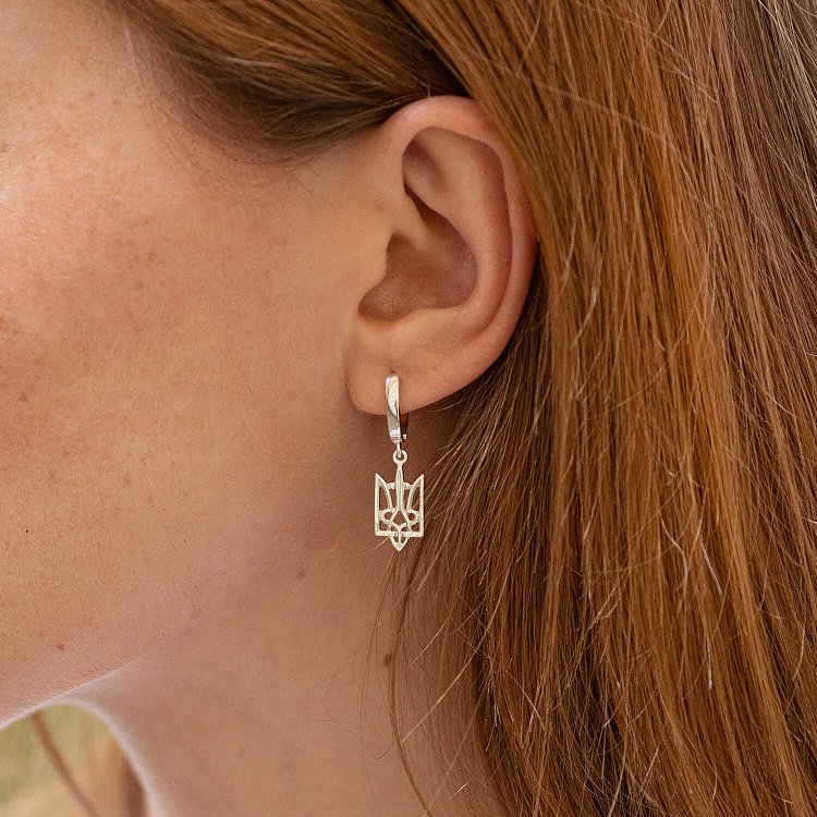 Серебряные серьги "Герб Украины - Тризуб" 121315 от ювелирного магазина Оникс - 1