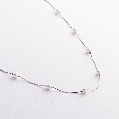 Серебряное колье с жемчугом 181375 №3
