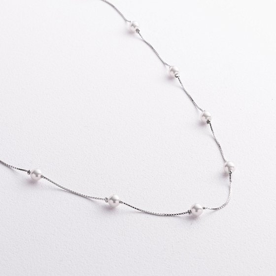 Серебряное колье с жемчугом 181375 №3
