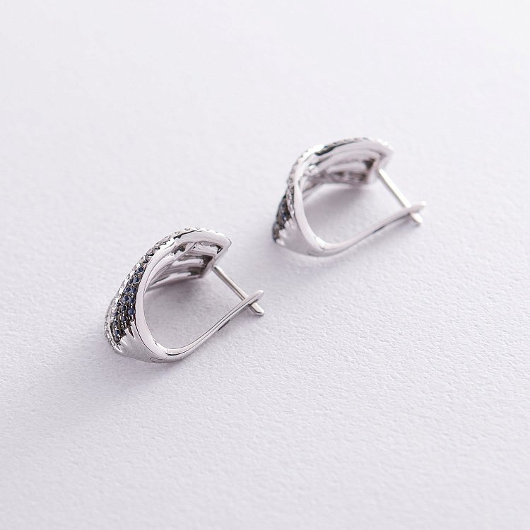 Золотые серьги с бриллиантами и сапфирами с811A1 от ювелирного магазина Оникс - 2