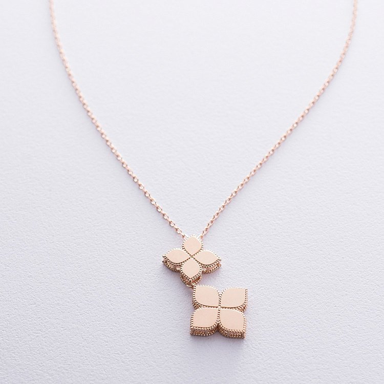 Золотое колье "Два клевера" кол04282 Золотое колье "Два клевера" кол04282 от ювелирного магазина Оникс