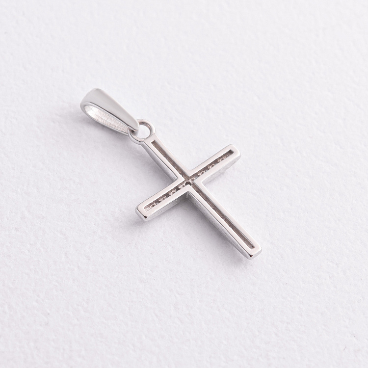 Крестик в белом золоте (фианиты) п04051 от ювелирного магазина Оникс - 1