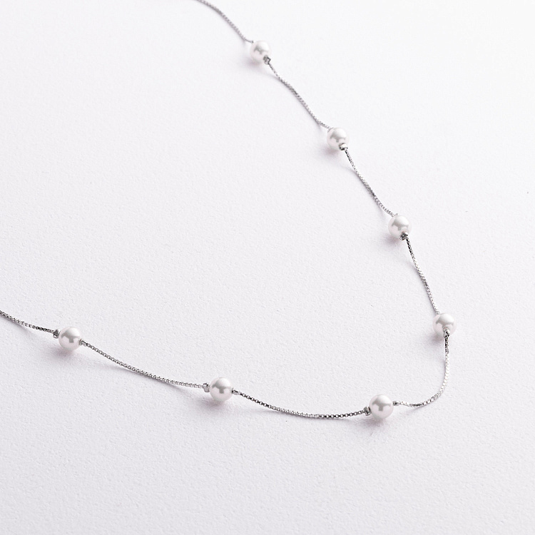 Серебряное колье с жемчугом 181375 от ювелирного магазина Оникс - 2