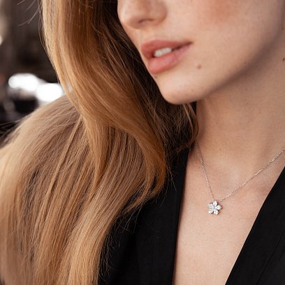 Золотая подвеска "Цветочек" с бриллиантами пб0207di №4