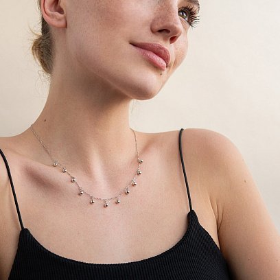 Срібне кольє "Кульки" 181132 №2