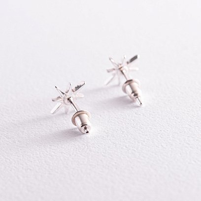 Срібні сережки - пусети "Зірки метеорити" з фіанітами 123206 №4