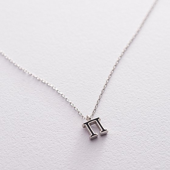 Серебряное колье с буквой П 18963ч