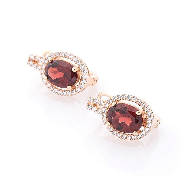 Золотое кольцо с пиропом и фианитами к04652 от ювелирного магазина Оникс - 3