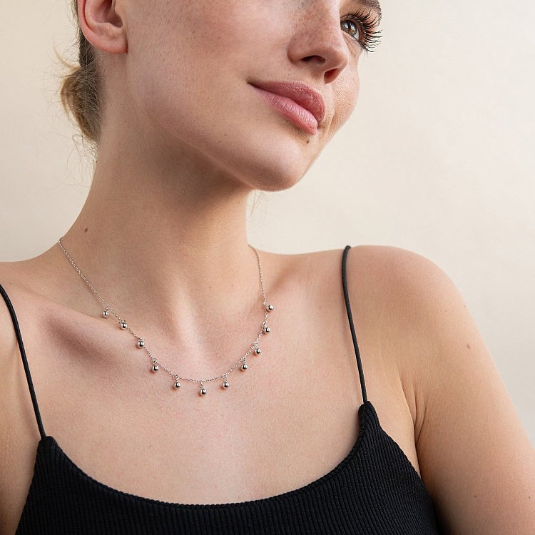 Срібне кольє "Кульки" 181132 від ювелірного магазину Онікс - 1