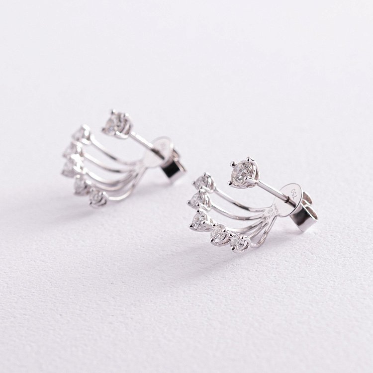 Золотые серьги - джекеты с бриллиантами сб0362nl от ювелирного магазина Оникс - 1