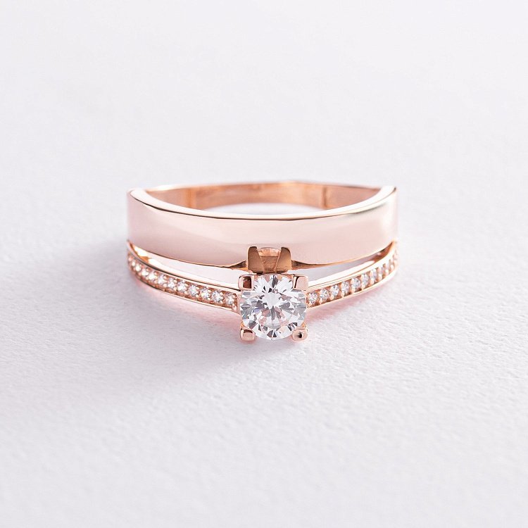 Золота заручальна каблучка з фіанітами к07018 від ювелірного магазину Онікс