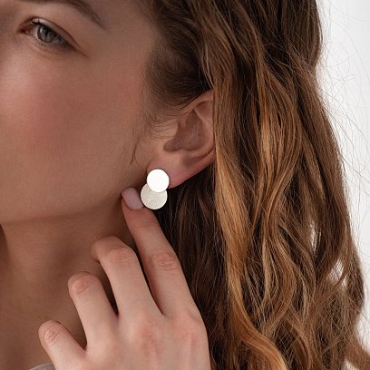 Серебряные серьги - пусеты "Кружочки" 122997