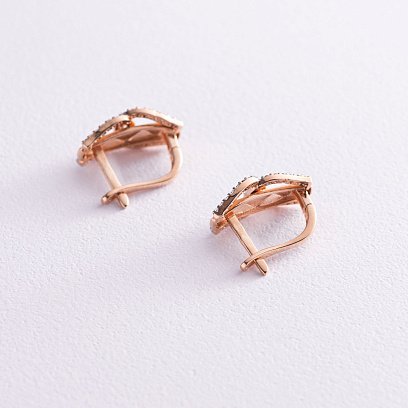 Золотые серьги с фианитами с04409 №4