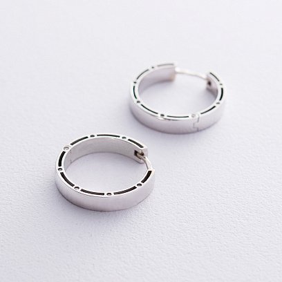 Золоті сережки-кільця з фіанітами, діаметр: 22 мм с05020 №3