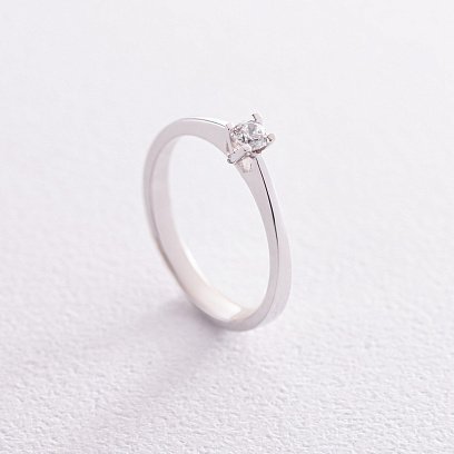 Заручальна каблучка з фіанітом (біле золото) к07169