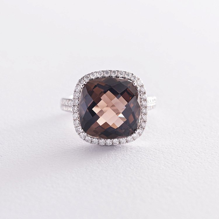 Золота каблучка з діамантами і топазом CR1671Sgm від ювелірного магазину Онікс - 6