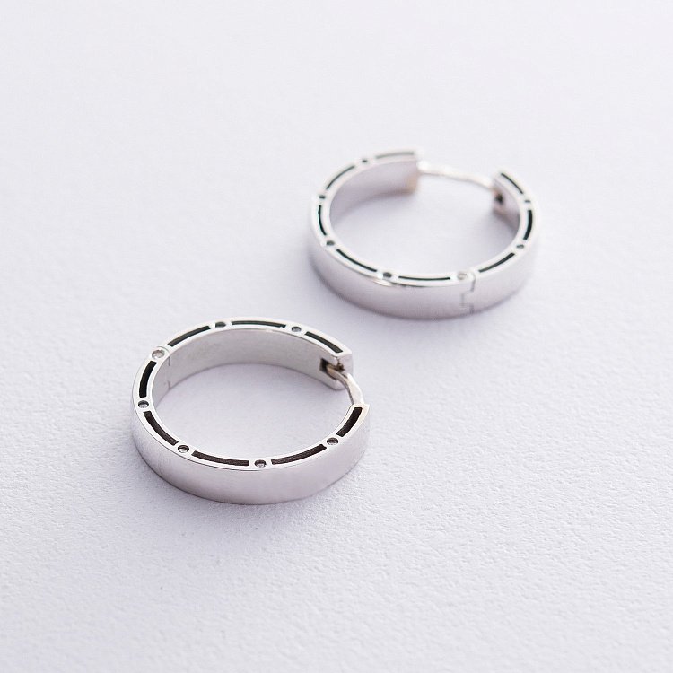 Золоті сережки-кільця з фіанітами, діаметр: 22 мм с05020 від ювелірного магазину Онікс - 2