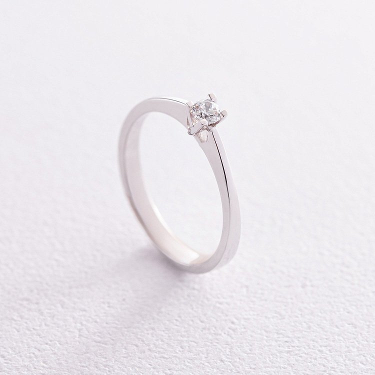 Заручальна каблучка з фіанітом (біле золото) к07169 від ювелірного магазину Онікс