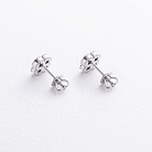 Сережки - пусети "Конюшина" в білому золоті с09668 от ювелирного магазина Оникс - 1