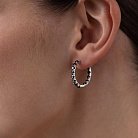Серебряные серьги - кольца с черными фианитами 087610 от ювелирного магазина Оникс - 3