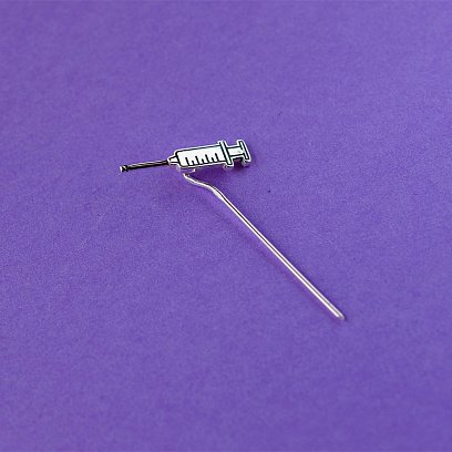 Медицинский значок "Шприц" в серебре 20047 №2