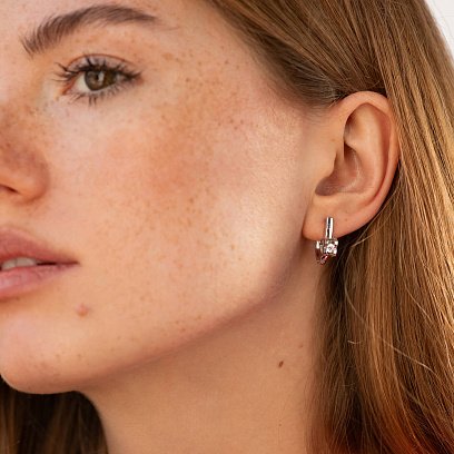 Серебряные серьги с сердечками (фианит) 122417 №4