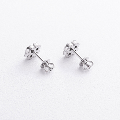 Сережки - пусети "Конюшина" в білому золоті с09668 №2