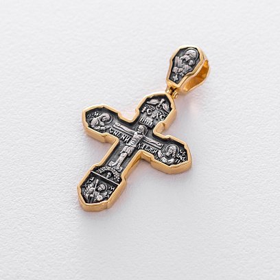 Православный крест "Распятие Христово с деисусом. Ангел Хранитель. Образ Пресвятой Богородицы "Казанская" (чернение, позолота) 132863