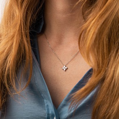 Колье "Клевер" в белом золоте кол02438 №5