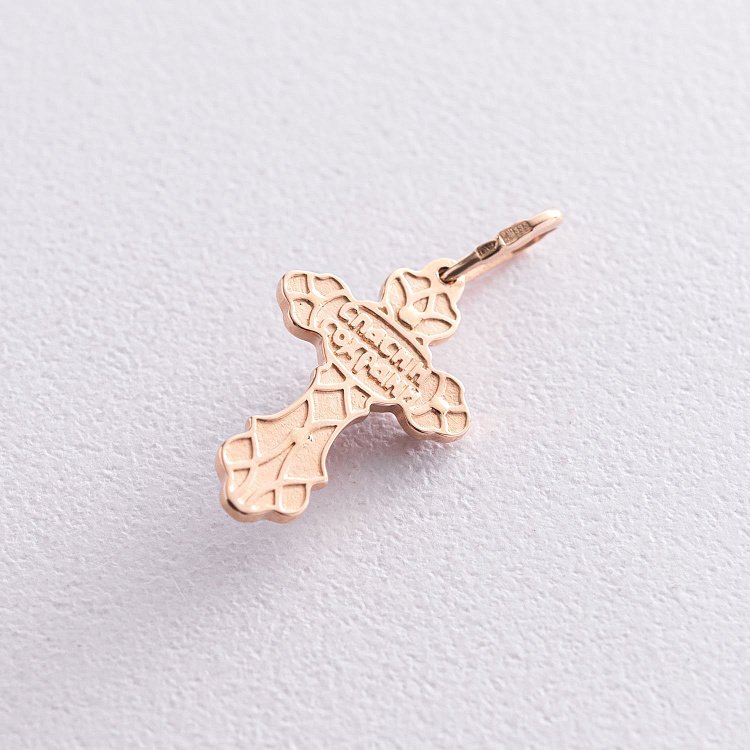 Православный крест "Распятие. Спаси и Сохрани" (эмаль) 250047Е от ювелирного магазина Оникс - 1