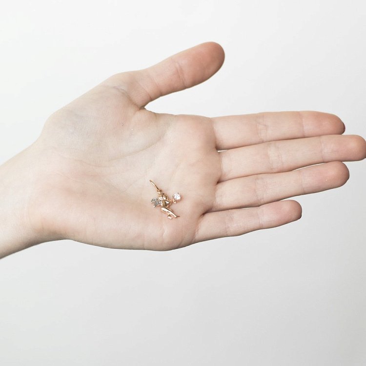 Золотий кулон з ангелом (фіаніт) п02957 від ювелірного магазину Онікс - 2