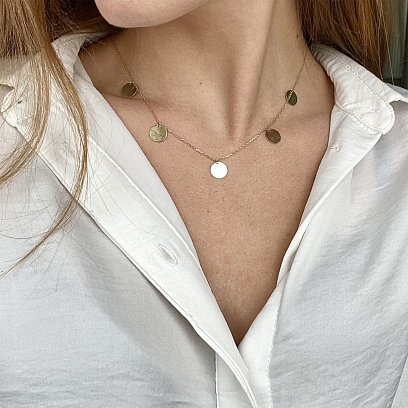 Колье "Монетки" в желтом золоте (5 шт) кол01438 №8