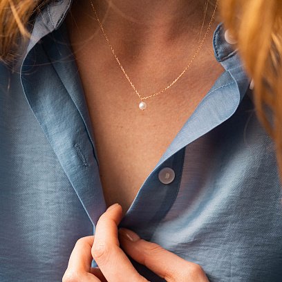 Колье с жемчужиной (красное золото) кол02402 №8