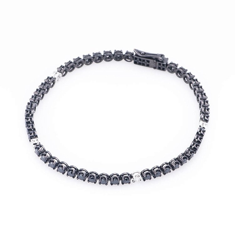 Золотой браслет с черными и белыми бриллиантами бб0007ar от ювелирного магазина Оникс