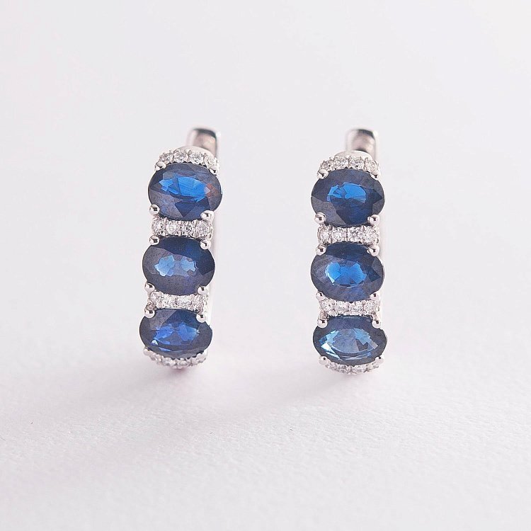 Золоті сережки з сапфірами і діамантами сб0071cha від ювелірного магазину Онікс