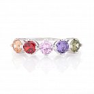 Серебряное кольцо с разноцветными фианитами 112106 от ювелирного магазина Оникс - 2