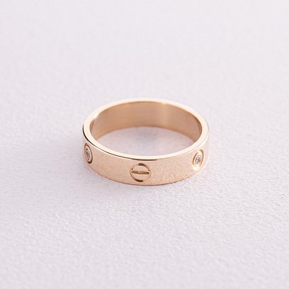 Кольцо "Love" в желтом золоте (фианиты) к07139 №5