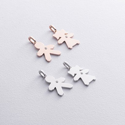 Золотий кулон "Дівчинка" з діамантом 138021121 №3