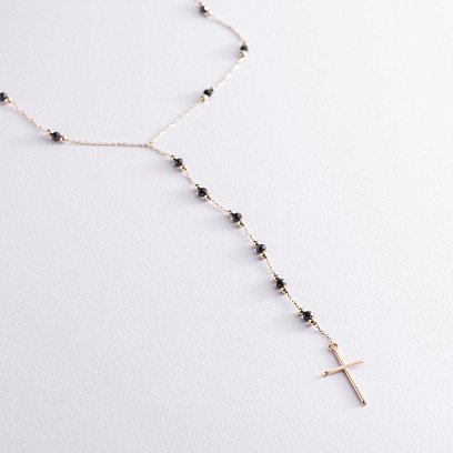 Золотое колье с крестиком (фианит) кол01940