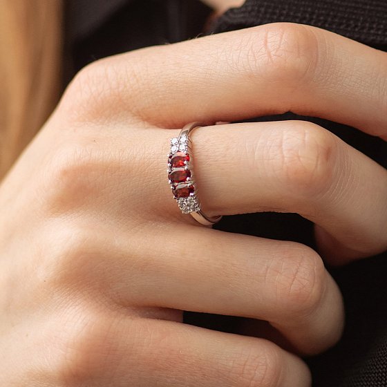 Серебряное кольцо с пиропами и фианитами GS-01-063-4110 №4