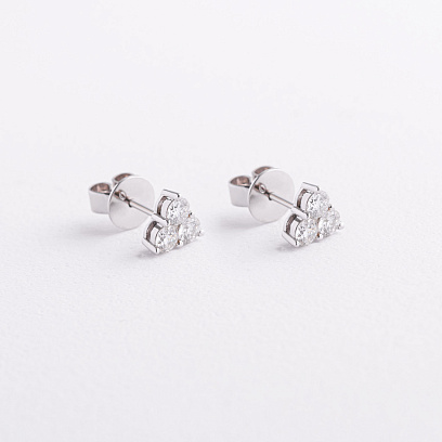 Золотые серьги - пусеты с бриллиантами сб0679mi №2